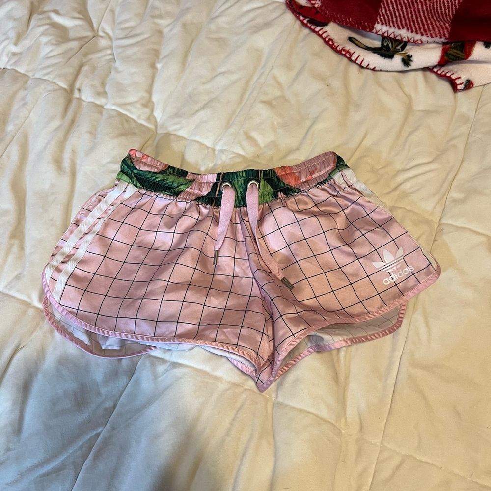 Vintage Adidas Pink Checkered Women's Athletic Shorts